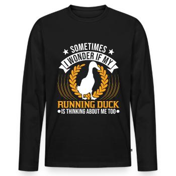 Indian Running Duck Bouteille cadeau Canard Canard - T-shirt manches longues Premium bio Homme - noir - Devant - Nico (187cm)