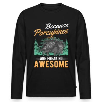 Porcupine Gift Porcupine - Men's Premium Organic Long Sleeve Shirt - black - Front - Nico (187cm)