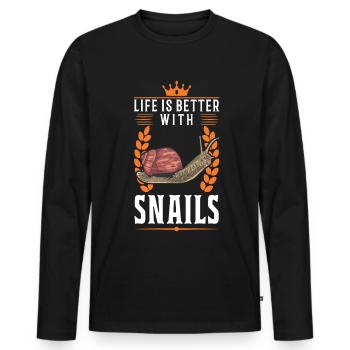 Das Leben ist besser mit einer Schnecke - Männer Premium Bio Langarmshirt - Schwarz - Vorne - Nico (187cm)