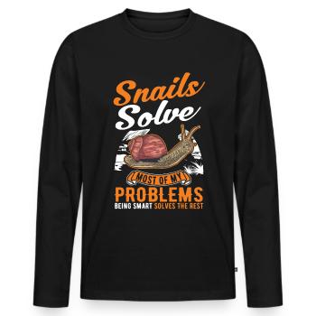Snail Gift Vineyard Snail - Men's Premium Organic Long Sleeve Shirt - black - Front - Nico (187cm)