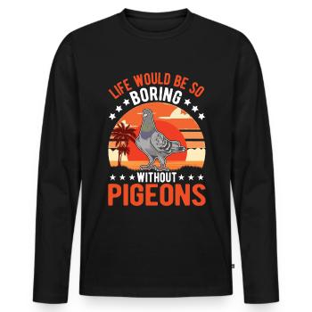 Pigeon Cadeau Pigeon Fancier City Pigeon Pigeonnier Pigeon Transporteur Pigeon - T-shirt manches longues Premium bio Homme - noir - Devant - Nico (187cm)