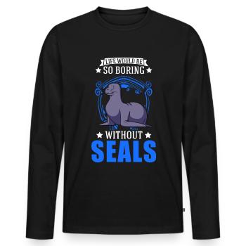 Cadeau de phoque Phoque Lion de mer - T-shirt manches longues Premium bio Homme - noir - Devant - Nico (187cm)
