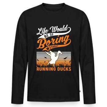 Indian Running Duck Gift Running Duck - Men's Premium Organic Long Sleeve Shirt - black - Front - Nico (187cm)
