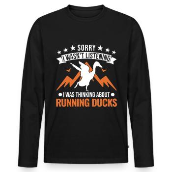 Indian Running Duck Bouteille cadeau Canard Canard - T-shirt manches longues Premium bio Homme - noir - Devant - Nico (187cm)