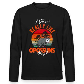 J’aime juste l’opossum marsupial d’Opossum - T-shirt manches longues Premium bio Homme - noir - Devant - Nico (187cm)