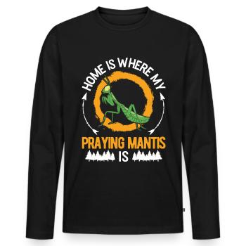 Gottesanbeterin Zuhause Mantis Fangschrecke - Männer Premium Bio Langarmshirt - Schwarz - Vorne - Nico (187cm)