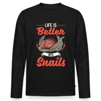 Das Leben ist besser mit einer Schnecke - Männer Premium Bio Langarmshirt - Schwarz - Vorne - Nico (187cm)
