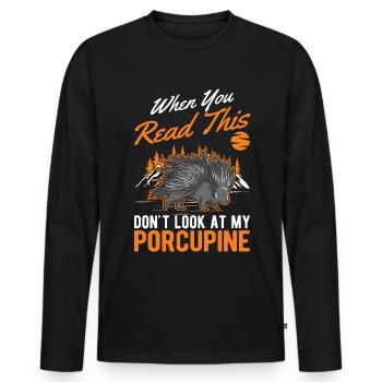 Porcupine lover Porcupine - Men's Premium Organic Long Sleeve Shirt - black - Front - Nico (187cm)