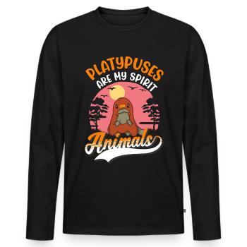Schnabeltier Spirit Animal Platypus - T-shirt manches longues Premium bio Homme - noir - Devant - Nico (187cm)