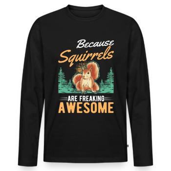 Écureuil Cadeau Écureuil Gris Écureuil - T-shirt manches longues Premium bio Homme - noir - Devant - Nico (187cm)