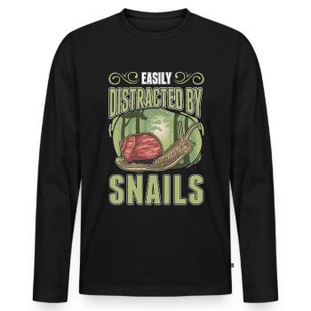 Easily distracted by Snails Snail - Men's Premium Organic Long Sleeve Shirt - black - Front - Nico (187cm)