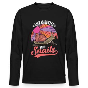Das Leben ist besser mit einer Schnecke - Männer Premium Bio Langarmshirt - Schwarz - Vorne - Nico (187cm)
