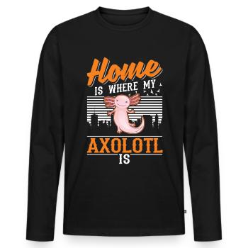 La maison est l’endroit où se trouve mon axolotl - T-shirt manches longues Premium bio Homme - noir - Devant - Nico (187cm)