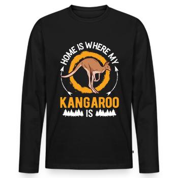 Home is where my kangaroo is - Men's Premium Organic Long Sleeve Shirt - black - Front - Nico (187cm)
