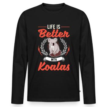 Das Leben ist besser mit einem Koala - Männer Premium Bio Langarmshirt - Schwarz - Vorne - Nico (187cm)