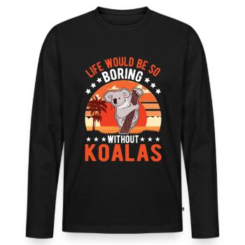 Amoureux des koalas Ours koala - T-shirt manches longues Premium bio Homme - noir - Devant - Nico (187cm)