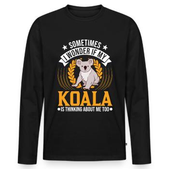 Amoureux des koalas Ours koala - T-shirt manches longues Premium bio Homme - noir - Devant - Nico (187cm)