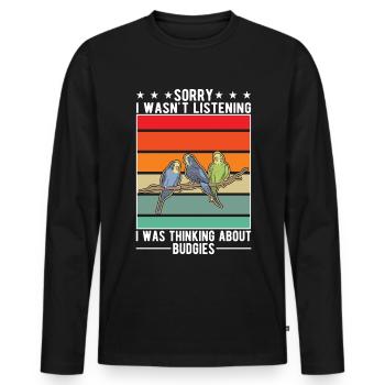 Budgerigar Cadeau Welli Perruche - T-shirt manches longues Premium bio Homme - noir - Devant - Nico (187cm)