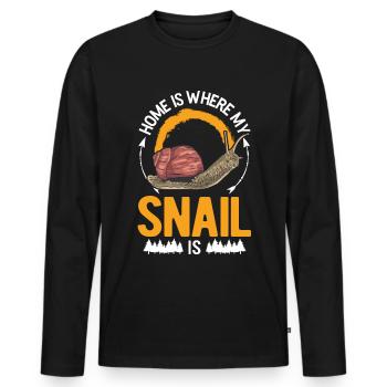 La maison est l’endroit où sont mes escargots - T-shirt manches longues Premium bio Homme - noir - Devant - Nico (187cm)
