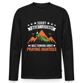 Gottesanbeterin Geschenk Mantis Fangschrecke - Männer Premium Bio Langarmshirt - Schwarz - Vorne - Nico (187cm)