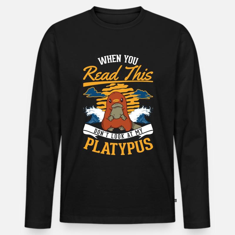 Schnabeltier Platypus - Männer Premium Bio Langarmshirt - Schwarz
