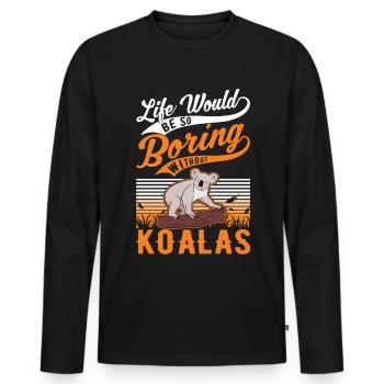 Amoureux des koalas Ours koala - T-shirt manches longues Premium bio Homme - noir - Devant - Nico (187cm)