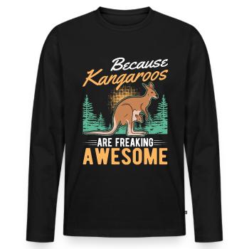 Because Kangaroos are freaking awesome Känguru - Männer Premium Bio Langarmshirt - Schwarz - Vorne - Nico (187cm)
