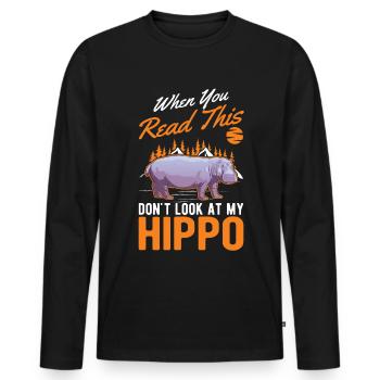 Amateur d’hippopotames Hippo Hippo - T-shirt manches longues Premium bio Homme - noir - Devant - Nico (187cm)