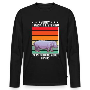 Hippo Cadeau Hippo Hippo Hippo - T-shirt manches longues Premium bio Homme - noir - Devant - Nico (187cm)