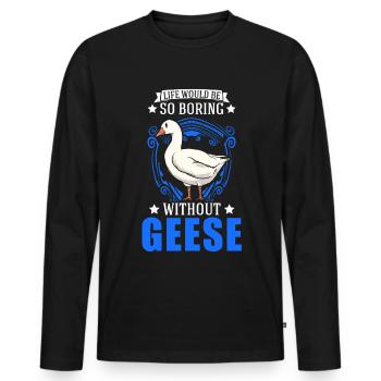 Geese Gift Goose Lovers Goose Breeders - Men's Premium Organic Long Sleeve Shirt - black - Front - Nico (187cm)