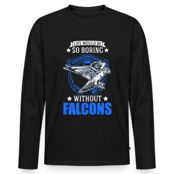 Fauconnier Cadeau Fauconnerie Crécerelle - T-shirt manches longues Premium bio Homme - noir - Devant - Nico (187cm)