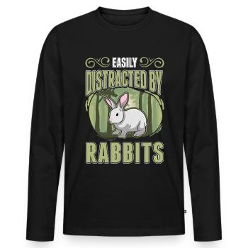 Facilement distrait par Rabbits Rabbit Rabbit - T-shirt manches longues Premium bio Homme - noir - Devant - Nico (187cm)
