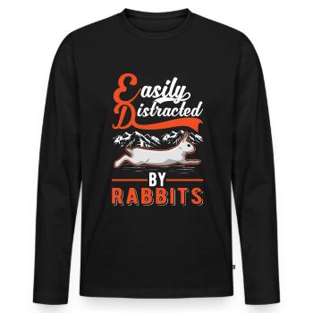 Facilement distrait par Rabbits Rabbit Rabbit - T-shirt manches longues Premium bio Homme - noir - Devant - Nico (187cm)