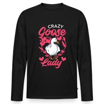 Crazy Goose lady geese goose breeder - Men's Premium Organic Long Sleeve Shirt - black - Front - Nico (187cm)