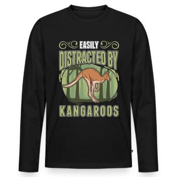 Easily distracted by Kangaroos Kangaroo - Men's Premium Organic Long Sleeve Shirt - black - Front - Nico (187cm)