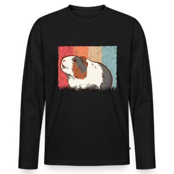 Meerschweinchen Retro Cochon d’Inde - T-shirt manches longues Premium bio Homme - noir - Devant - Nico (187cm)