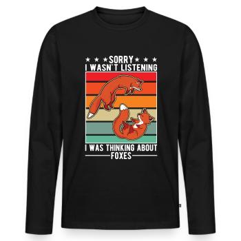 Fuchs Geschenk Rotfuchs - Männer Premium Bio Langarmshirt - Schwarz - Vorne - Nico (187cm)