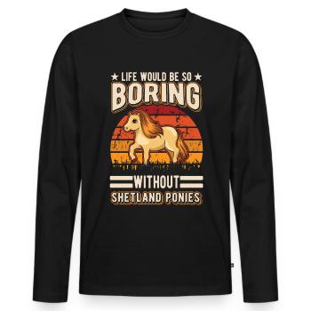Shetland Pony Gift Shetty - Men's Premium Organic Long Sleeve Shirt - black - Front - Nico (187cm)