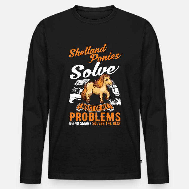 Shetland Pony Geschenk Shetty - Männer Premium Bio Langarmshirt - Schwarz