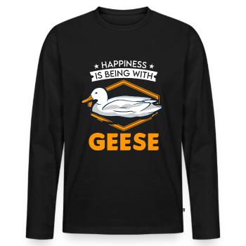 Geese Happiness Goose lovers Goose breeders - Men's Premium Organic Long Sleeve Shirt - black - Front - Nico (187cm)