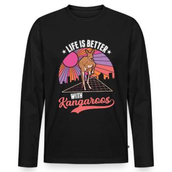 Life is better with a kangaroo - Men's Premium Organic Long Sleeve Shirt - black - Front - Nico (187cm)