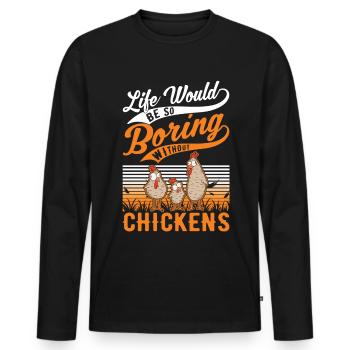 Chickens Chicken Farming Chicken Farmer - Men's Premium Organic Long Sleeve Shirt - black - Front - Nico (187cm)
