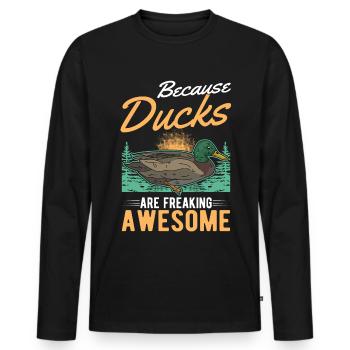 Cadeau de canard Éleveur de canards - T-shirt manches longues Premium bio Homme - noir - Devant - Nico (187cm)