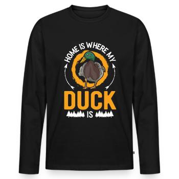 La maison, c’est là où se trouvent mes canards - T-shirt manches longues Premium bio Homme - noir - Devant - Nico (187cm)