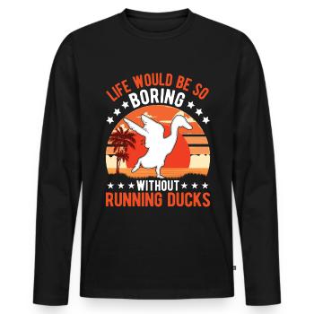 Indian Running Duck Gift Running Duck - Men's Premium Organic Long Sleeve Shirt - black - Front - Nico (187cm)