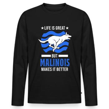Malinois Gift Belgian Shepherd - Men's Premium Organic Long Sleeve Shirt - black - Front - Nico (187cm)
