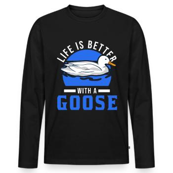 Life is better with a goose goose breeder - Men's Premium Organic Long Sleeve Shirt - black - Front - Nico (187cm)