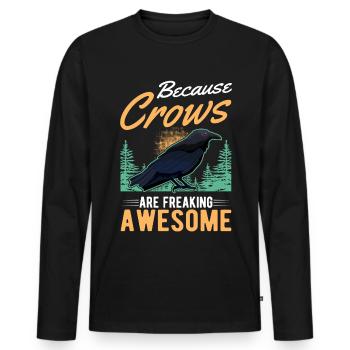 Because Crows are freaking awesome Krähe - Männer Premium Bio Langarmshirt - Schwarz - Vorne - Nico (187cm)