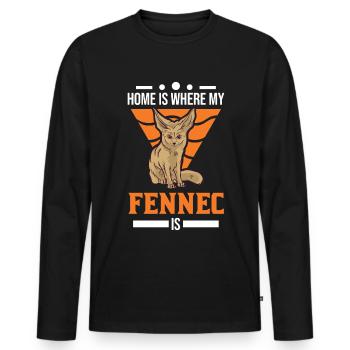 Zuhause ist wo mein Fennek ist - Männer Premium Bio Langarmshirt - Schwarz - Vorne - Nico (187cm)