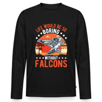 Fauconnier Cadeau Fauconnerie Crécerelle - T-shirt manches longues Premium bio Homme - noir - Devant - Nico (187cm)